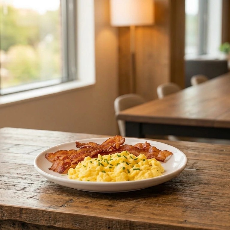 Corporate Breakfast Eggs and Bacon: Eggs, Bacon.
